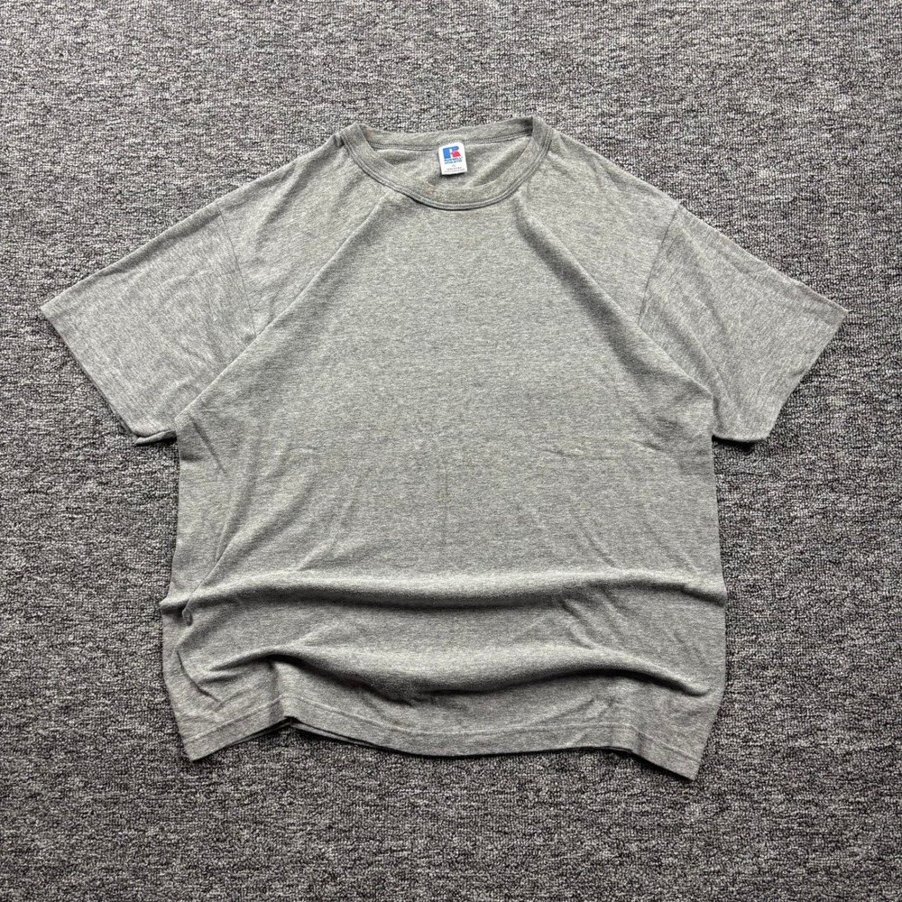 Vintage 90s Russell Athletic Made in USA Blank Grey T-Shirt Men's Size XL